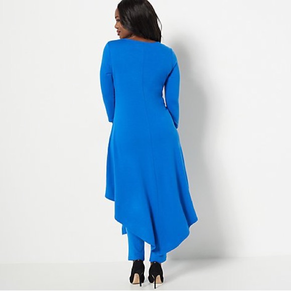 Attitudes by Renee Regular Split Front Tunic BLACK MT - Picture 2 of 9